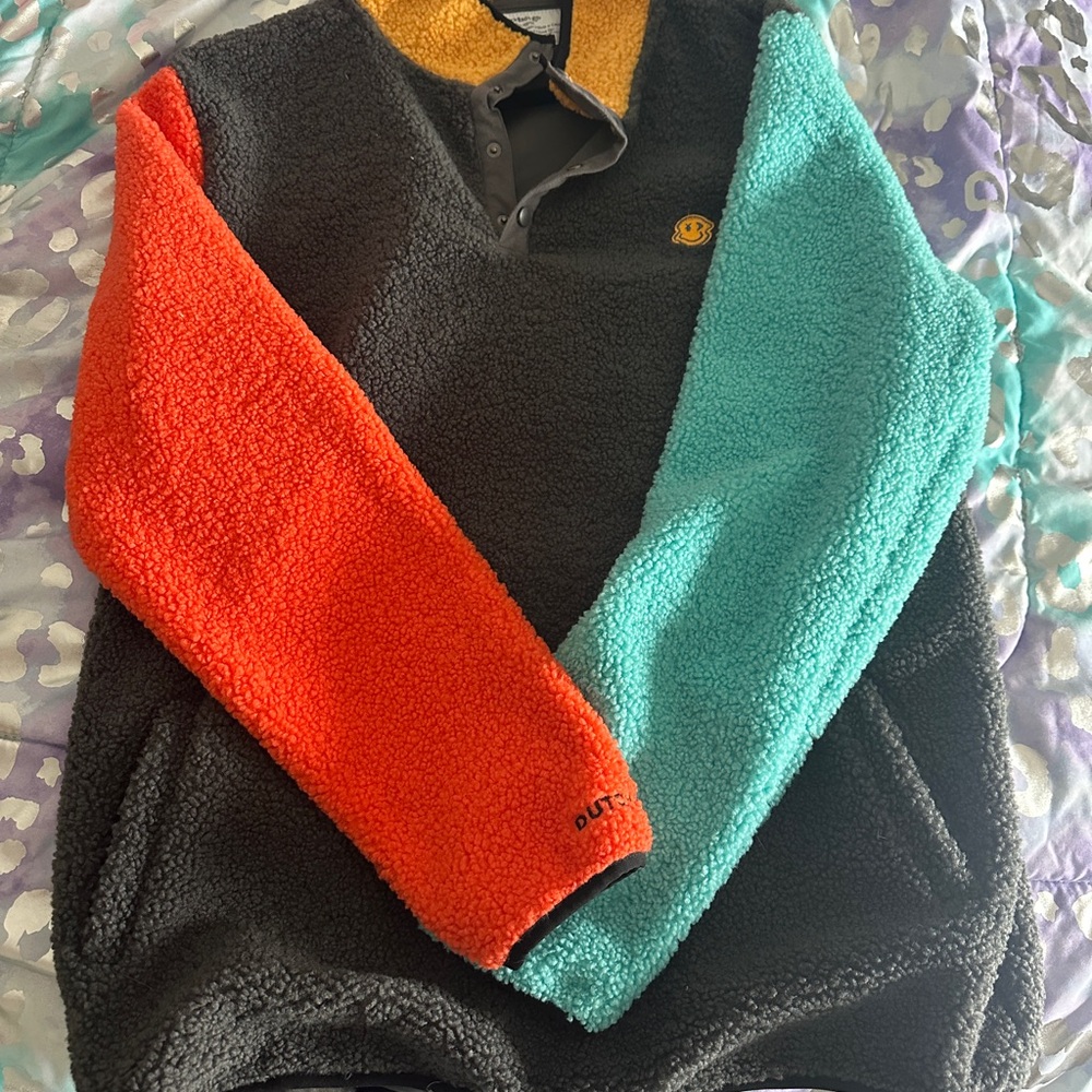 Dutch Bros Yellow and Gray Fleece Jacket